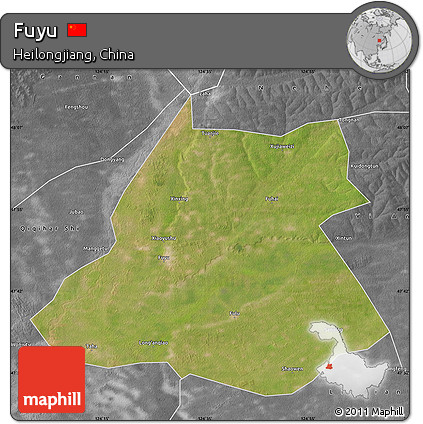 Satellite Map of Fuyu, desaturated