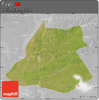 Satellite Map of Fuyu, lighten, desaturated