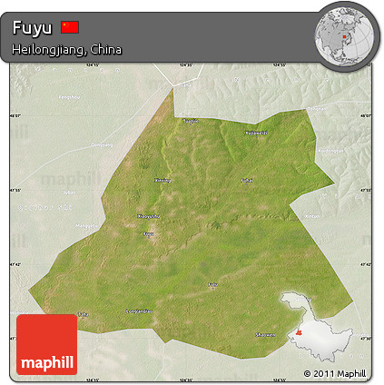 Satellite Map of Fuyu, lighten