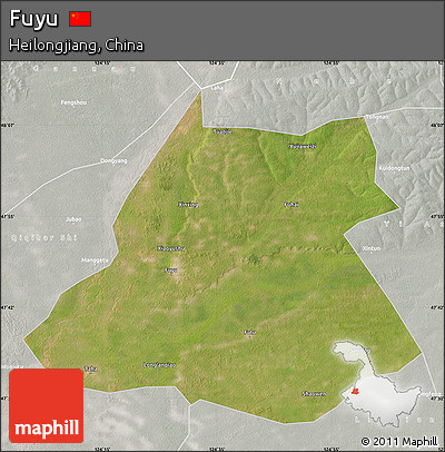 Satellite Map of Fuyu, lighten, semi-desaturated