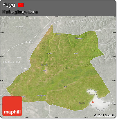 Satellite Map of Fuyu, lighten, semi-desaturated
