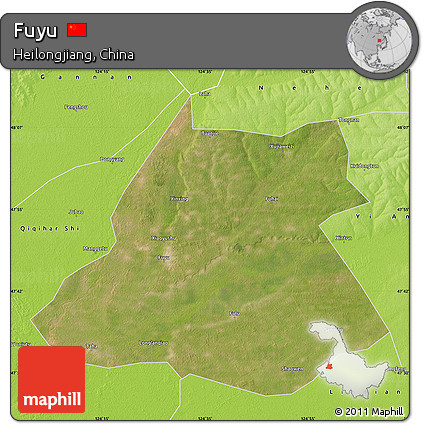 Satellite Map of Fuyu, physical outside