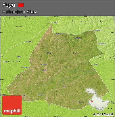 Satellite Map of Fuyu, physical outside