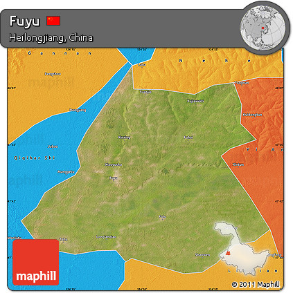 Satellite Map of Fuyu, political outside