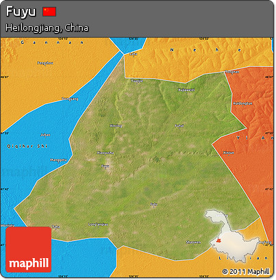 Satellite Map of Fuyu, political outside