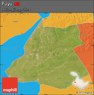 Satellite Map of Fuyu, political outside