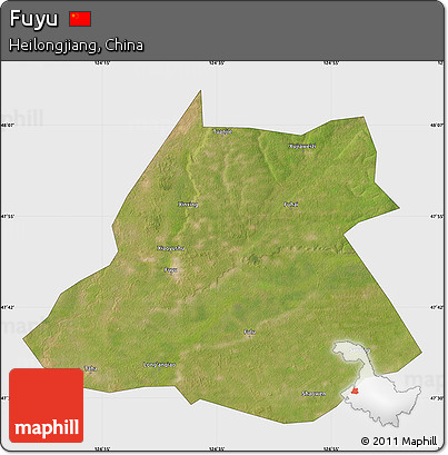 Satellite Map of Fuyu, single color outside