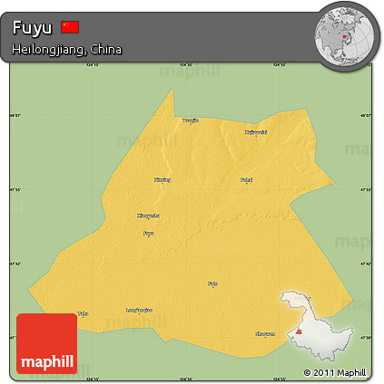 Savanna Style Map of Fuyu, single color outside