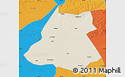 Shaded Relief Map of Fuyu, political outside