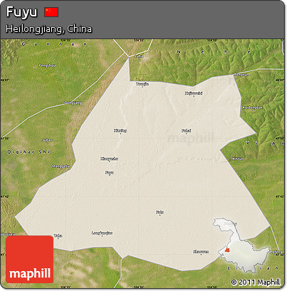 Shaded Relief Map of Fuyu, satellite outside
