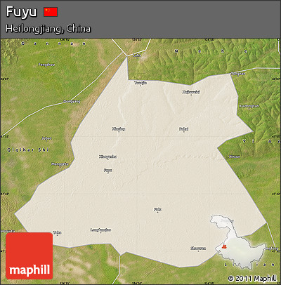 Shaded Relief Map of Fuyu, satellite outside