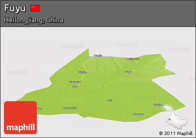 Physical Panoramic Map of Fuyu, cropped outside