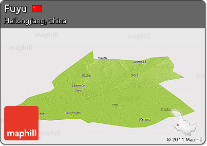Physical Panoramic Map of Fuyu, cropped outside