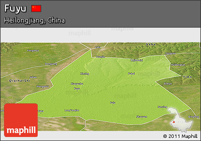 Physical Panoramic Map of Fuyu, satellite outside