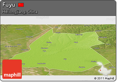 Physical Panoramic Map of Fuyu, satellite outside