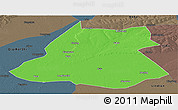 Political Panoramic Map of Fuyu, darken, semi-desaturated