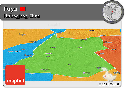 Political Panoramic Map of Fuyu