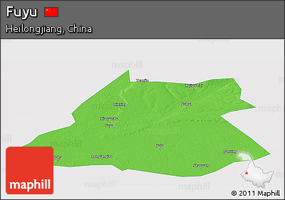 Political Panoramic Map of Fuyu, single color outside