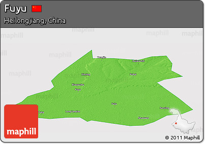 Political Panoramic Map of Fuyu, single color outside