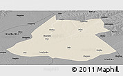 Shaded Relief Panoramic Map of Fuyu, darken, desaturated