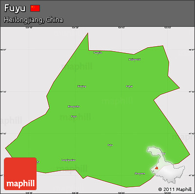 Political Simple Map of Fuyu, cropped outside