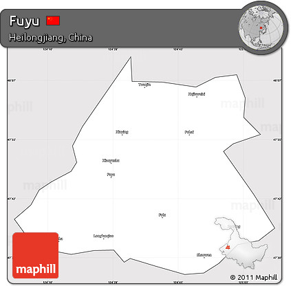 Silver Style Simple Map of Fuyu, cropped outside
