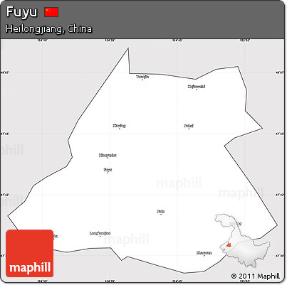 Silver Style Simple Map of Fuyu, cropped outside