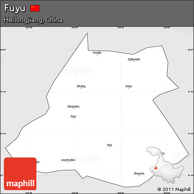 Silver Style Simple Map of Fuyu, cropped outside