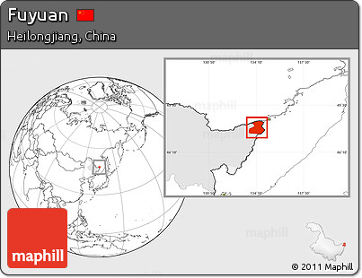 Blank Location Map of Fuyuan, highlighted parent region