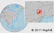 Gray Location Map of Hailin, hill shading