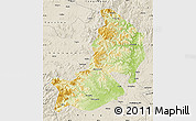 Physical Map of Hailin, shaded relief outside