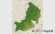 Satellite Map of Hailin, shaded relief outside