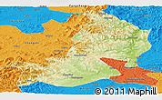 Physical Panoramic Map of Hailin, political outside