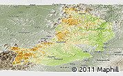 Physical Panoramic Map of Hailin, semi-desaturated