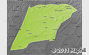 Physical 3D Map of Hailun, darken, desaturated