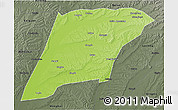 Physical 3D Map of Hailun, darken, semi-desaturated