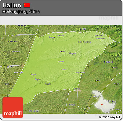 Physical 3D Map of Hailun, satellite outside