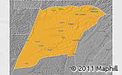Political 3D Map of Hailun, desaturated