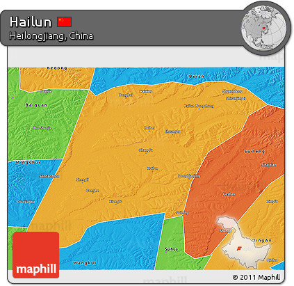 Political 3D Map of Hailun