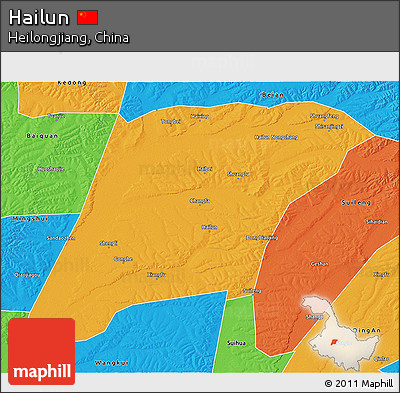 Political 3D Map of Hailun