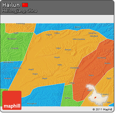 Political 3D Map of Hailun