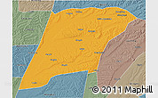 Political 3D Map of Hailun, semi-desaturated