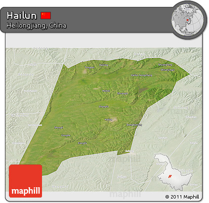 Satellite 3D Map of Hailun, lighten