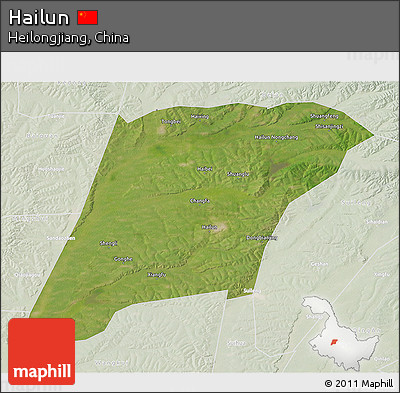 Satellite 3D Map of Hailun, lighten