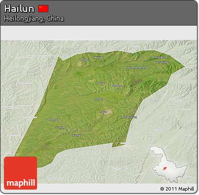 Satellite 3D Map of Hailun, lighten