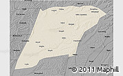 Shaded Relief 3D Map of Hailun, darken, desaturated