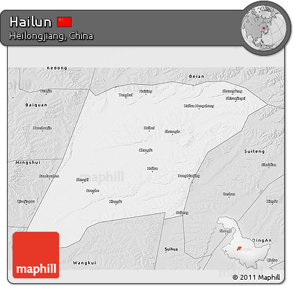 Silver Style 3D Map of Hailun