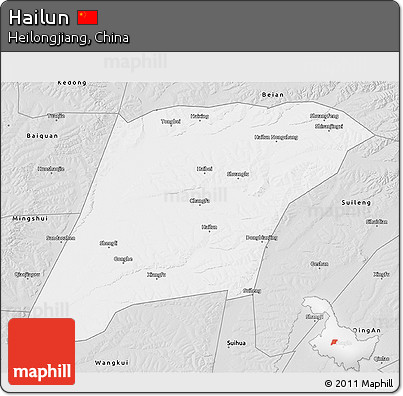 Silver Style 3D Map of Hailun