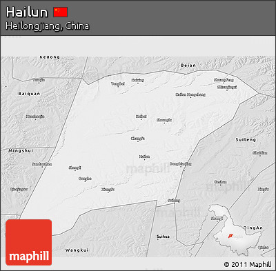 Silver Style 3D Map of Hailun