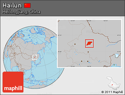 Gray Location Map of Hailun